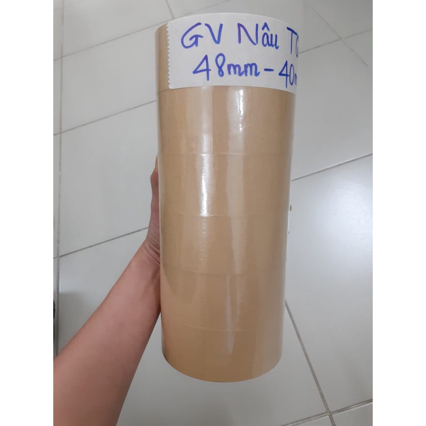 Combo 6 Cuộn Băng Keo Giấy Nâu Trung Quốc Bản Rộng 48MM