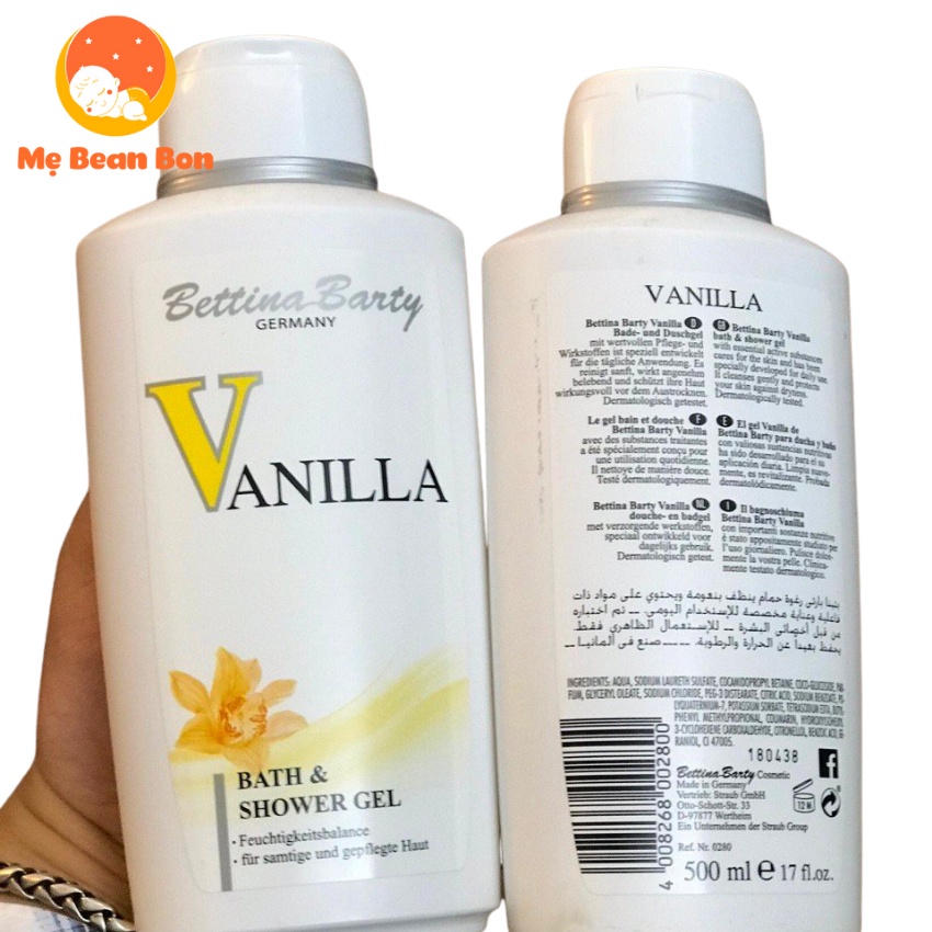 Sữa Tắm hương nước hoa cao cấp quyến rũ Bettina Barty Vanilla 500 ml của Đức giữ Hương Thơm Lâu tự nhiên