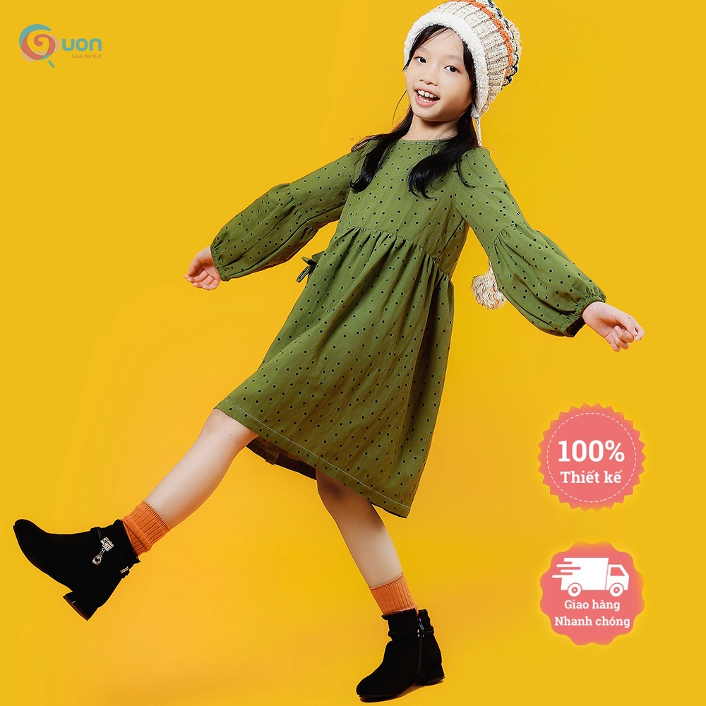 Váy bé gái chấm bi từ 11-25kg vải cotton thoáng mát Quế Chi - GUON