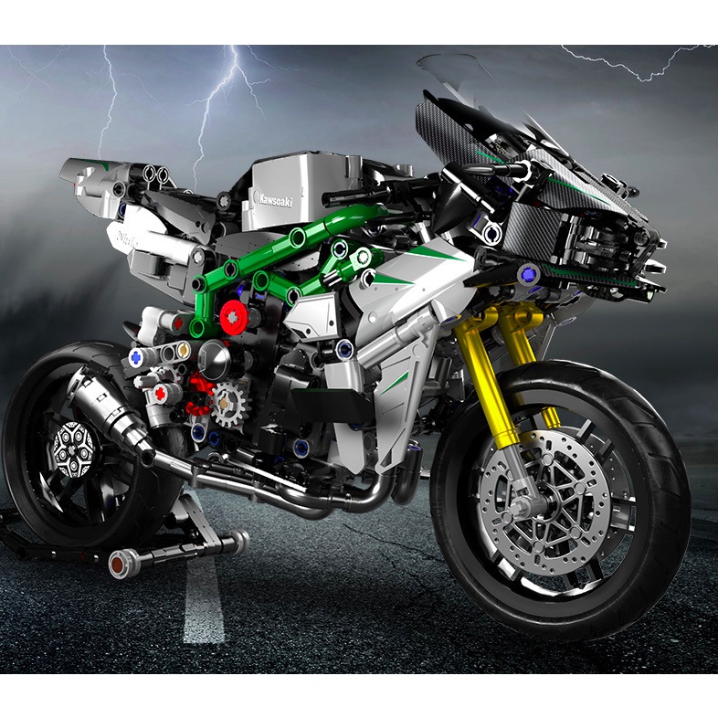 Bộ 858 khối lắp ráp mô hình xe mô tô Kawasaki Ninja