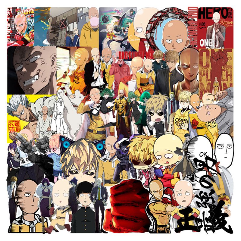 Sticker chủ đề One Punch Man chống nước, dán mũ bảo hiểm, vali, laptop 095