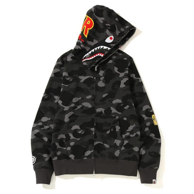 New Bape X PONR 🔥 Shark Zipper Hoodie Sweater Men Women Camouflage Plus velvet Coat