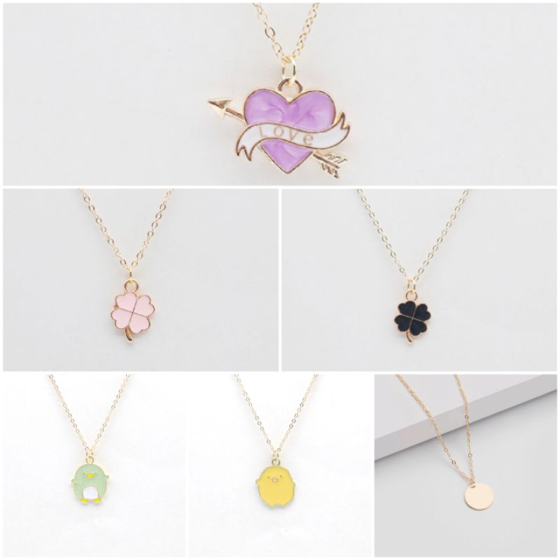 Vòng cổ Kim Loại Mặt Hình/ Hoạt Hình đơn giản nhẹ nhàng siu cute siu cưng dành cho cả nam và nữ phong cách Hàn Quốc