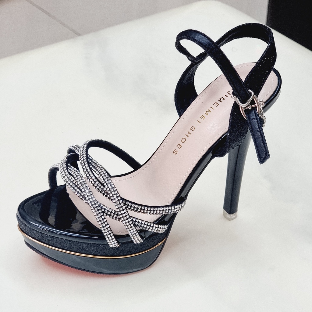 Sandal Cao Gót 13 Phân Đế Đúp Kép💥SẴN MÀU ĐEN SIZE 34 ĐẾN 38💥Giày Cô Dâu - Đi Tiệc - Nhập Khẩu Cao Cấp 208-21