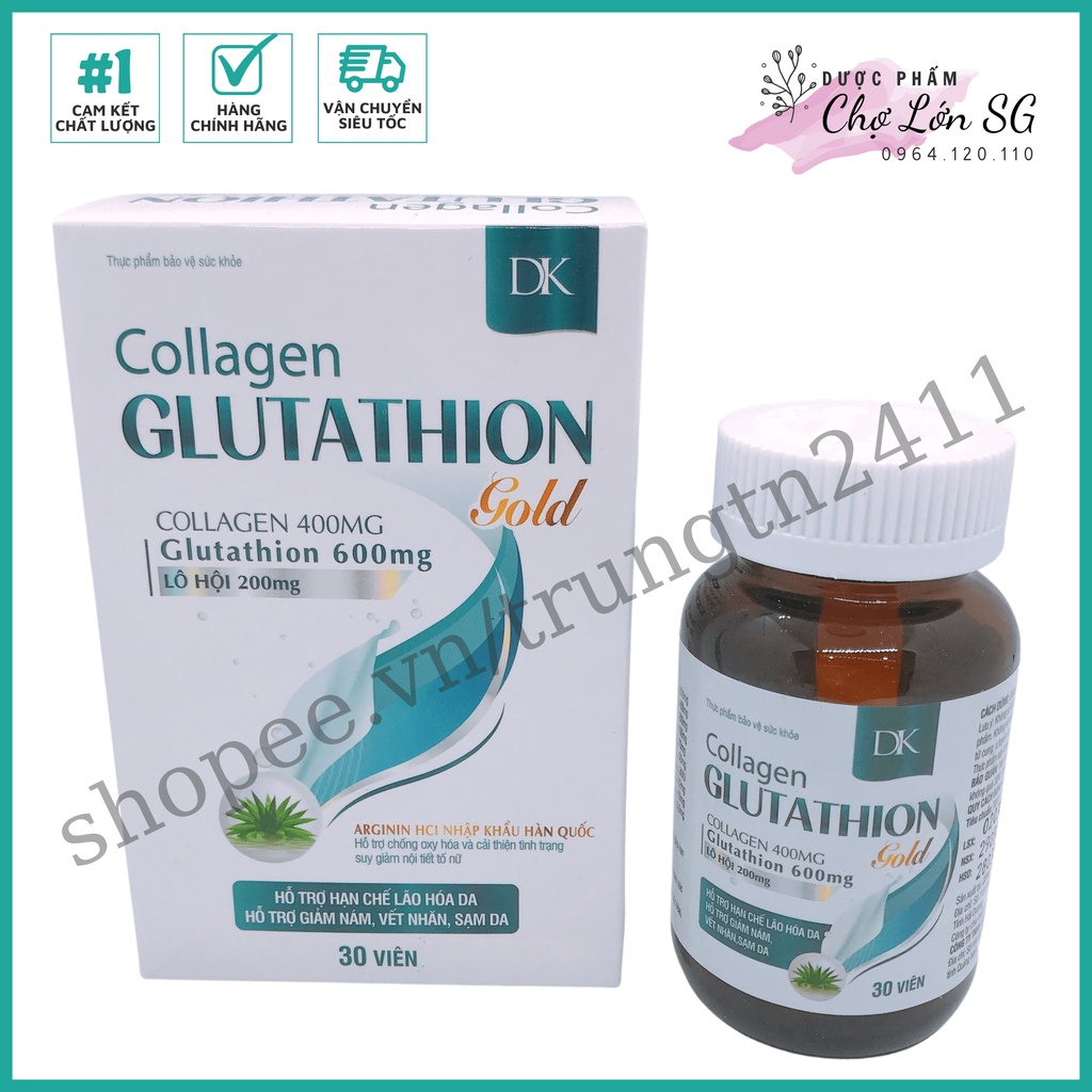 Viên uống đẹp da Collagen Glutathion Gold chiết xuất Lô hội - Hộp 30 viên