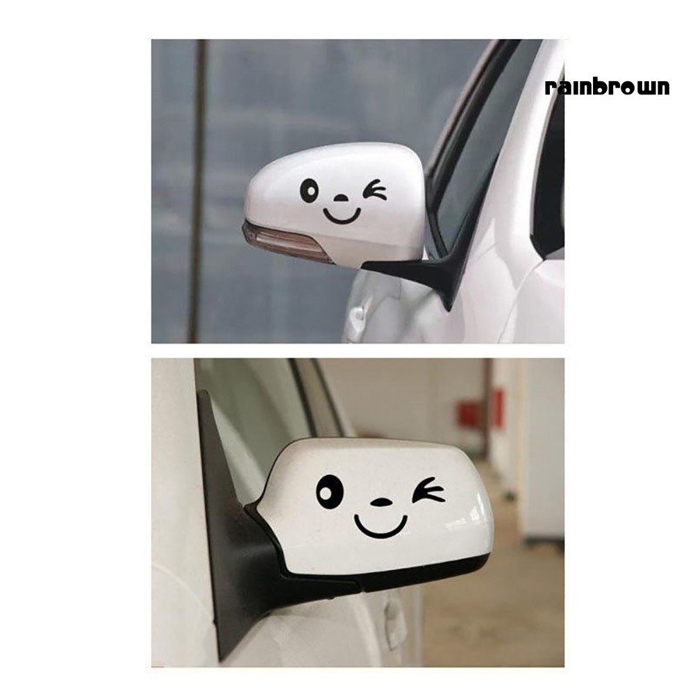 Cặp nhãn dán trang trí gương chiếu hậu xe hơi hình mặt cười đáng yêu