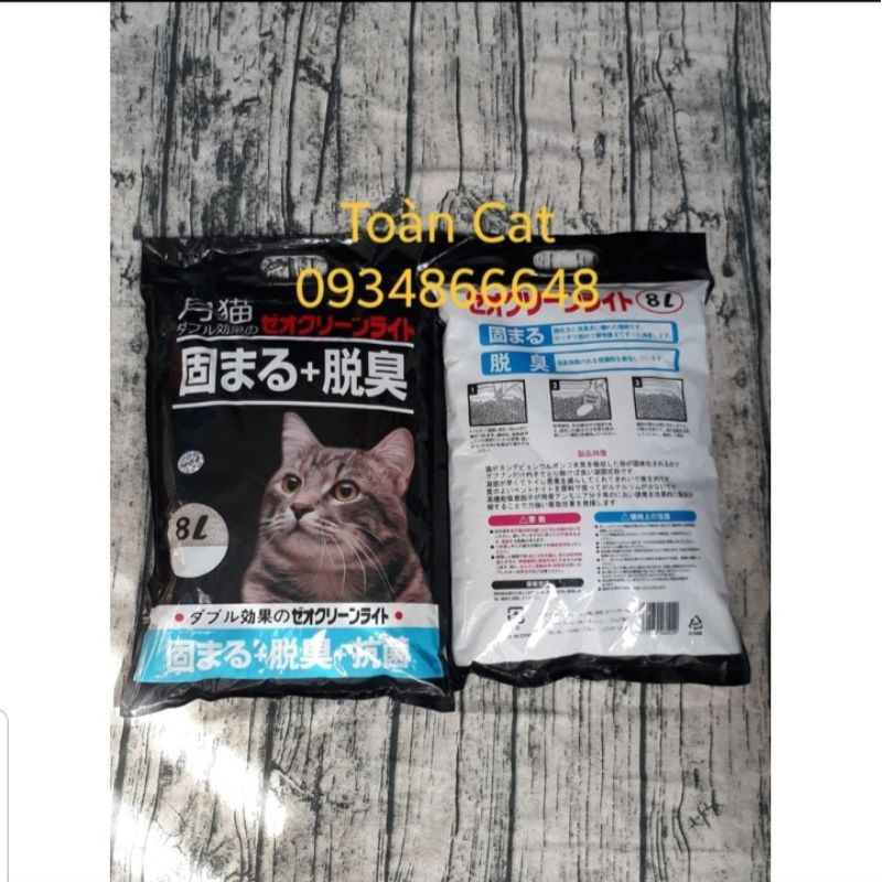 Cát vệ sinh mèo Nhật Đen 8l - Tải 6 túi- TEM MOON CAT + MÃ VẠCH HÀNG CHÍNH HÃNG