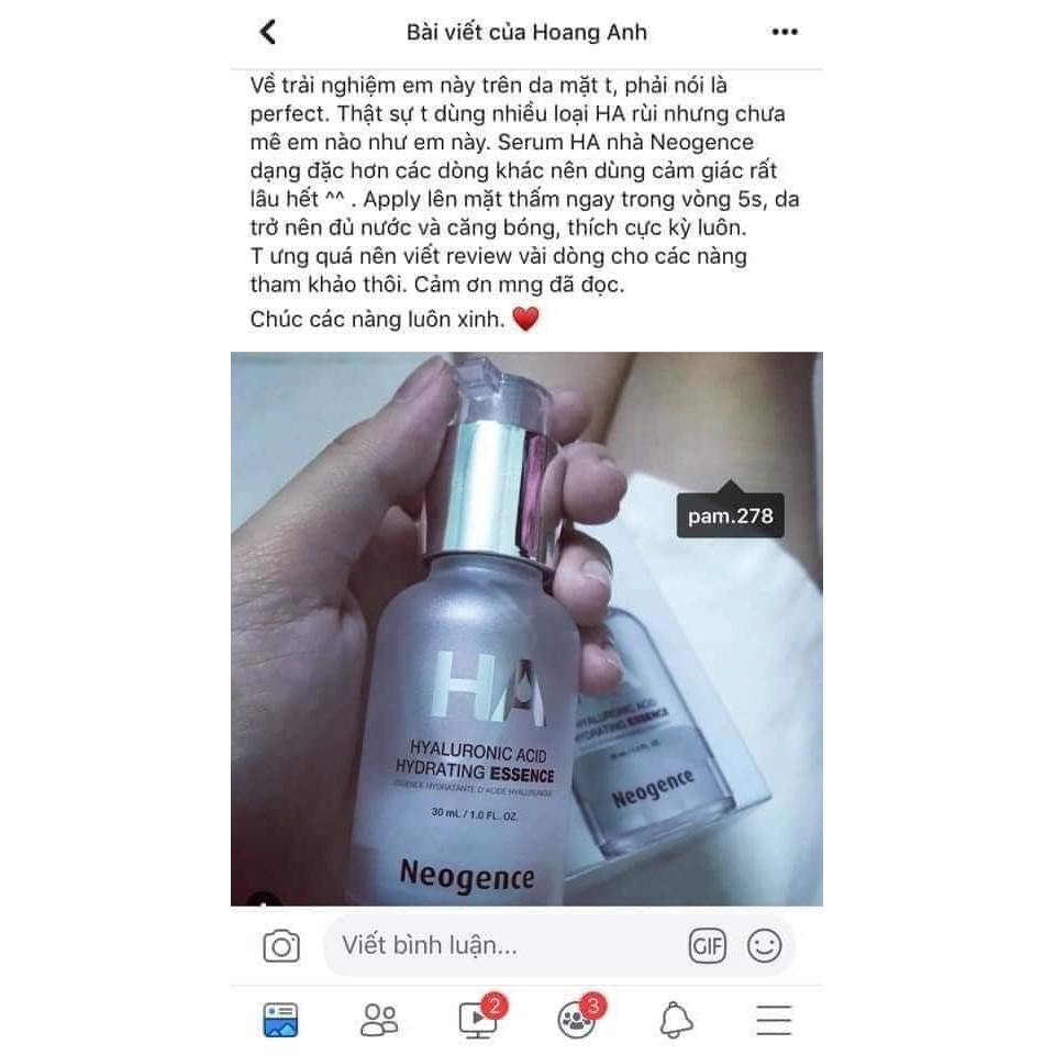 Tinh Chất Dưỡng ẩm cấp HA - Neogence ĐÀI LOAN