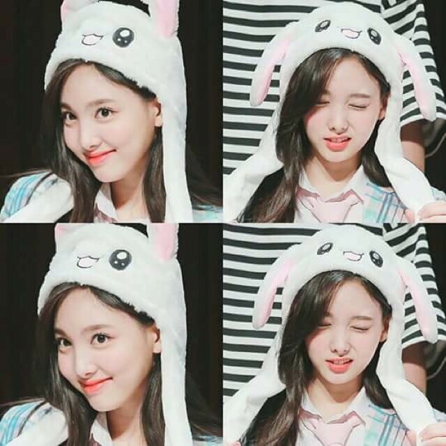 Mũ tai thỏ nhảy múa Nayeon dễ thương, với bóp hơi cầm tay theo nhạc, dễ dàng sử dụng phù hợp với mọi lứa tuổi