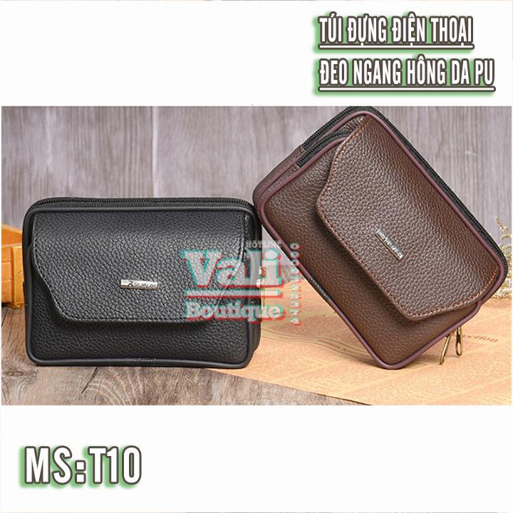 Túi đựng điện thoại da PU đeo ngang hông kiểu ngang T10 nắp gập 2 ngăn - Túi đeo thắt lưng giả da PU kiểu ngang - đen, n | BigBuy360 - bigbuy360.vn