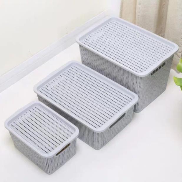 [Kho sỉ]  Rổ đựng đồ có nắp kiểu Hàn Quốc