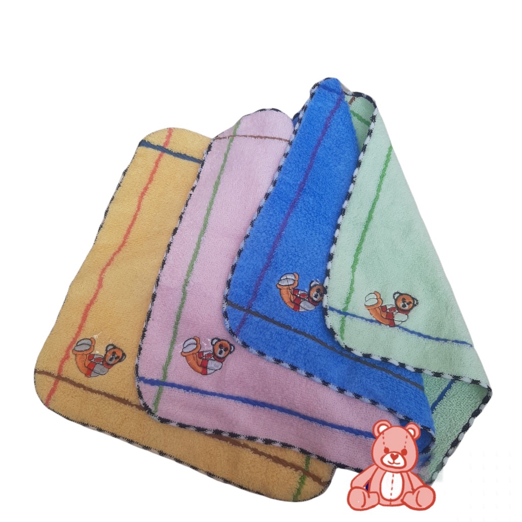 Khăn mặt cotton 100%, 25cmx25cm mềm mịn an toàn cho bé yêu, thêu chữ dễ thương