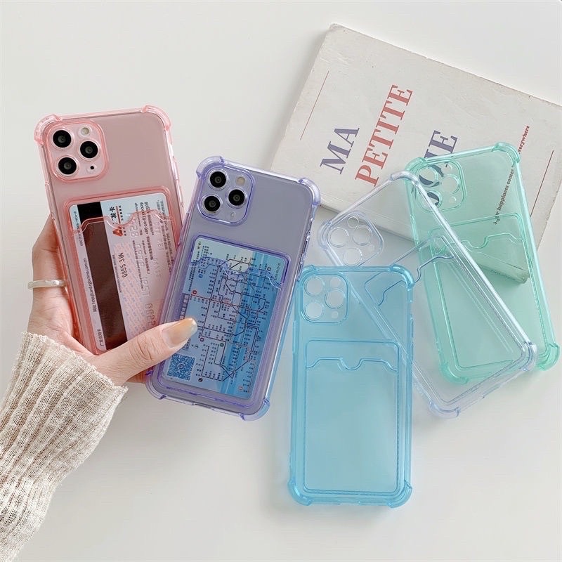 Ốp lưng iphone cạnh vuông kèm ví Xanh thời trang  7/7plus/8/8plus/x/xr/xs/11/12/pro/max/plus/promax