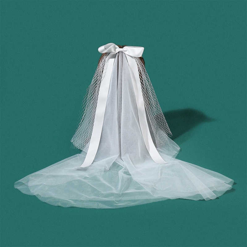 Mạng Che Mặt Vải Tuyn Ba Lớp Màu Trắng Ngà Đơn Giản Cho Cô Dâu