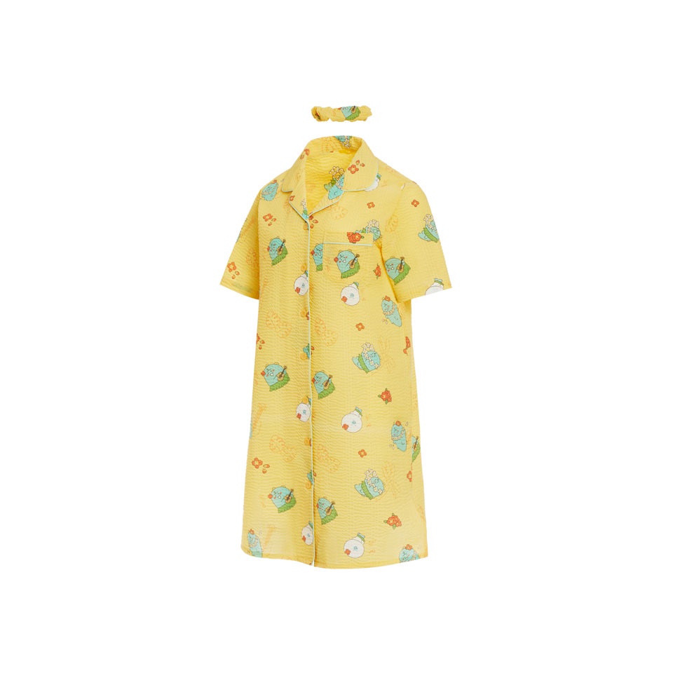 Váy Pyjama làm mát nữ Kakao Friends Jordy &amp; Niniz kèm dây buộc tóc