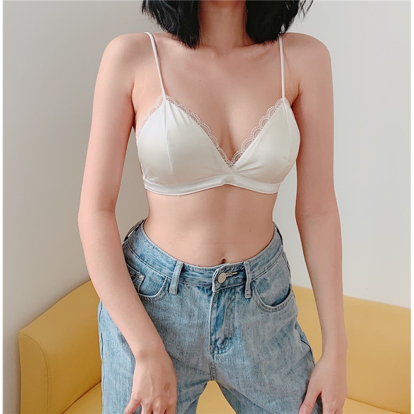 Áo ngực bra nữ satin ren diện váy áo hở vai nâng ngực - Áo lót bralette tập gym coton mềm không gọng mút mỏng YLY246 | BigBuy360 - bigbuy360.vn