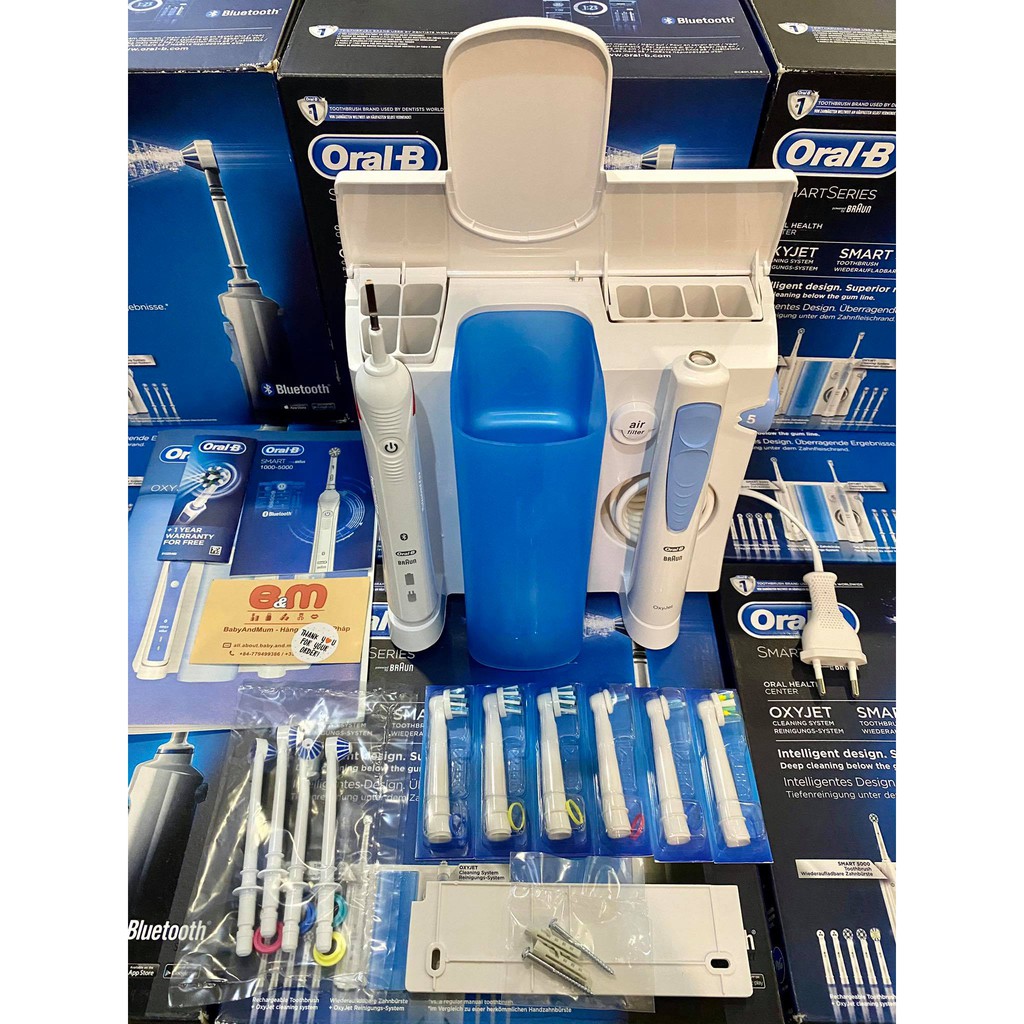 Hàng Đức - Bộ tích hợp Tăm nước Oral B Oxyjet và Bàn chải đánh răng điện Oral B Pro 2000, Smart 5000