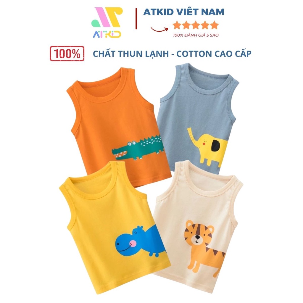 Áo ba lỗ xách nách họa tiết dễ thương cho bé trai bé gái chất liệu thun lạnh cao cấp ATKID Việt Nam