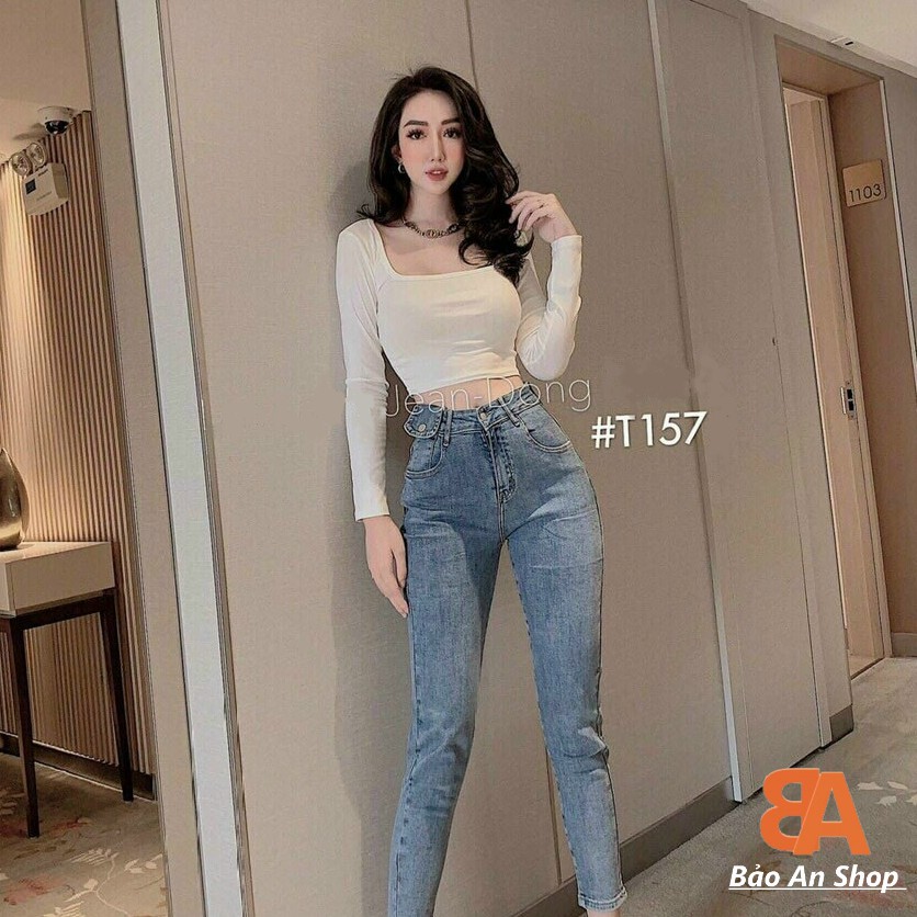 Áo croptop nữ cổ vuông tay dài