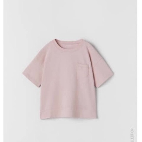 Áo phông hồng túi ngực unisex Zara