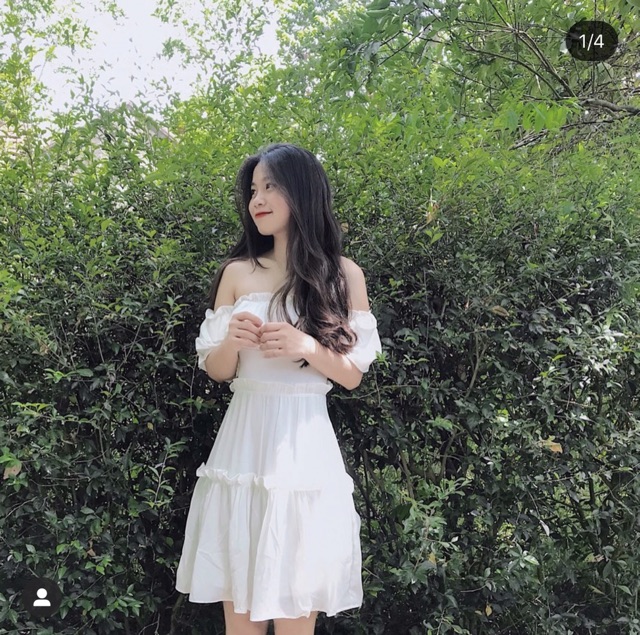 (SẴN-CLIP THẬT) Đầm babydoll trễ vai dự tiệc tay bồng sang trọng | BigBuy360 - bigbuy360.vn