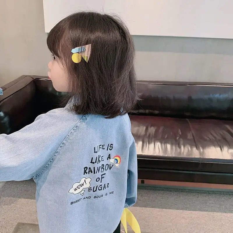 Áo Sơ Mi Denim Tay Dài Phong Cách Mới Cho Bé Gái