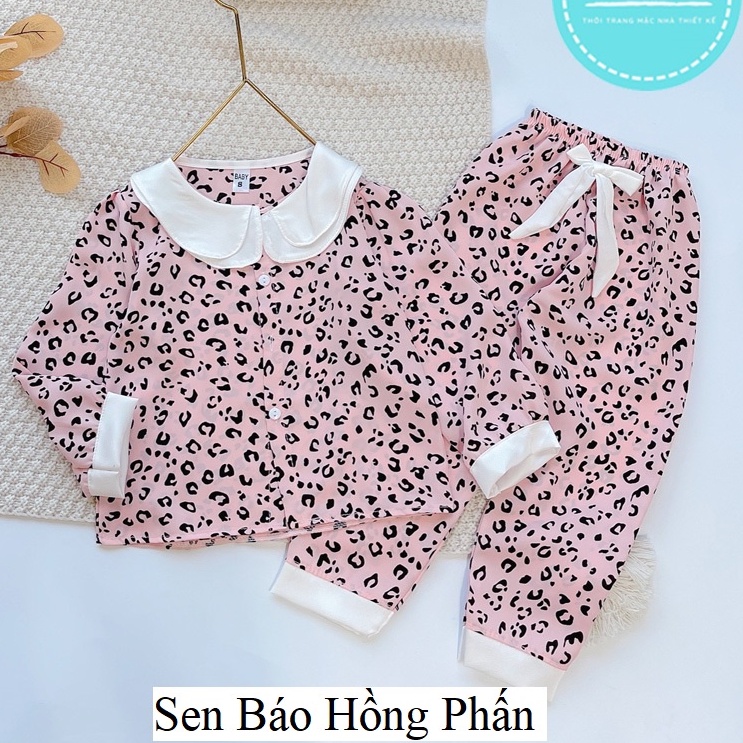 [ 15-28 KG ] Bộ Đồ Ngủ Pijama Bé Gái - Set Quần Áo Trẻ Em Mặc Nhà Lụa Cao Cấp Nhiều Màu Dài Tay Họa Tiết Dễ Thương