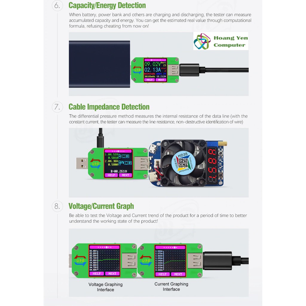 Usb Tester - Thiết Bị Đo Dòng Điện RuiDeng UM24/UM24C USB 2.0 Màn Hình Led Màu Hiển Thị - BH 3 Tháng 1 Đổi 1