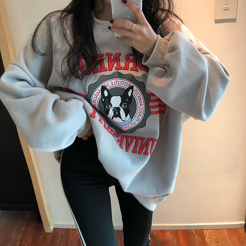 COZOK Áo len tay dài dáng rộng thời trang Hàn Quốc