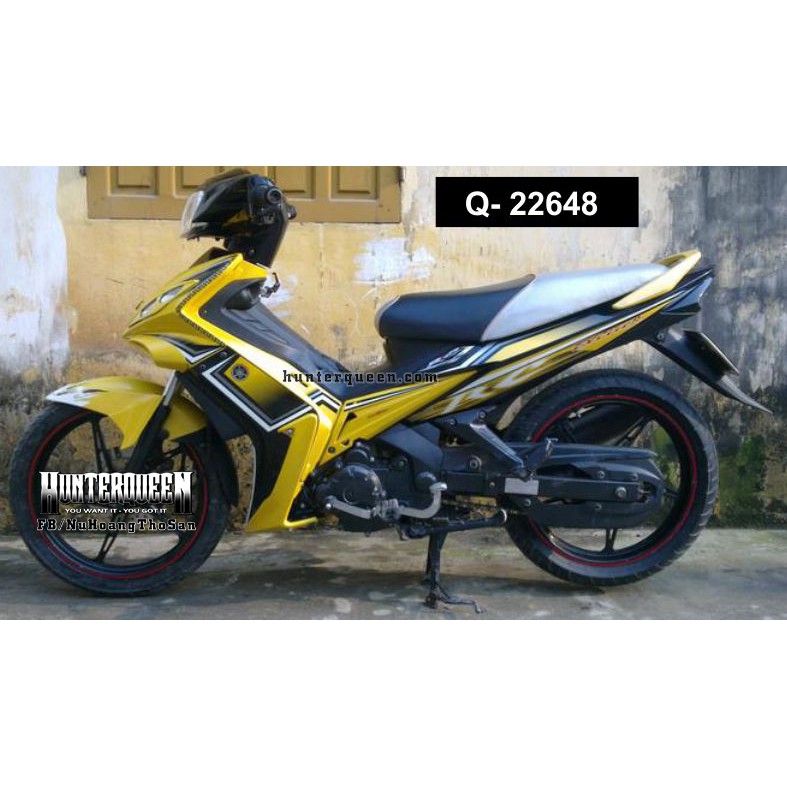 Tem rời Exciter 135 RC đời 2006-2010. Dán xe vàng đen. Thiết kế theo yêu cầu