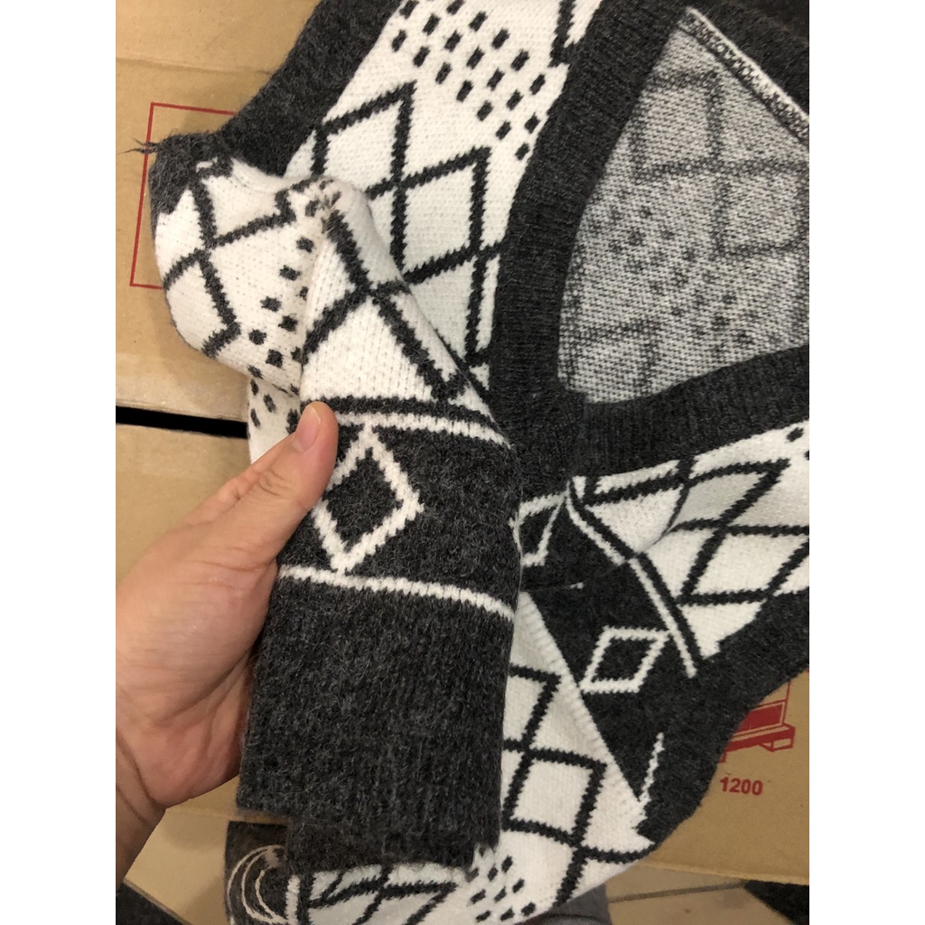 Áo gile nữ hoạ tiết thổ cẩm, Áo gile len ulzzang nữ dáng Hàn Quốc Hanva | BigBuy360 - bigbuy360.vn