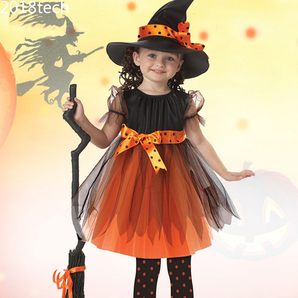 Set đầm và mũ hóa trang Halloween cho bé gái