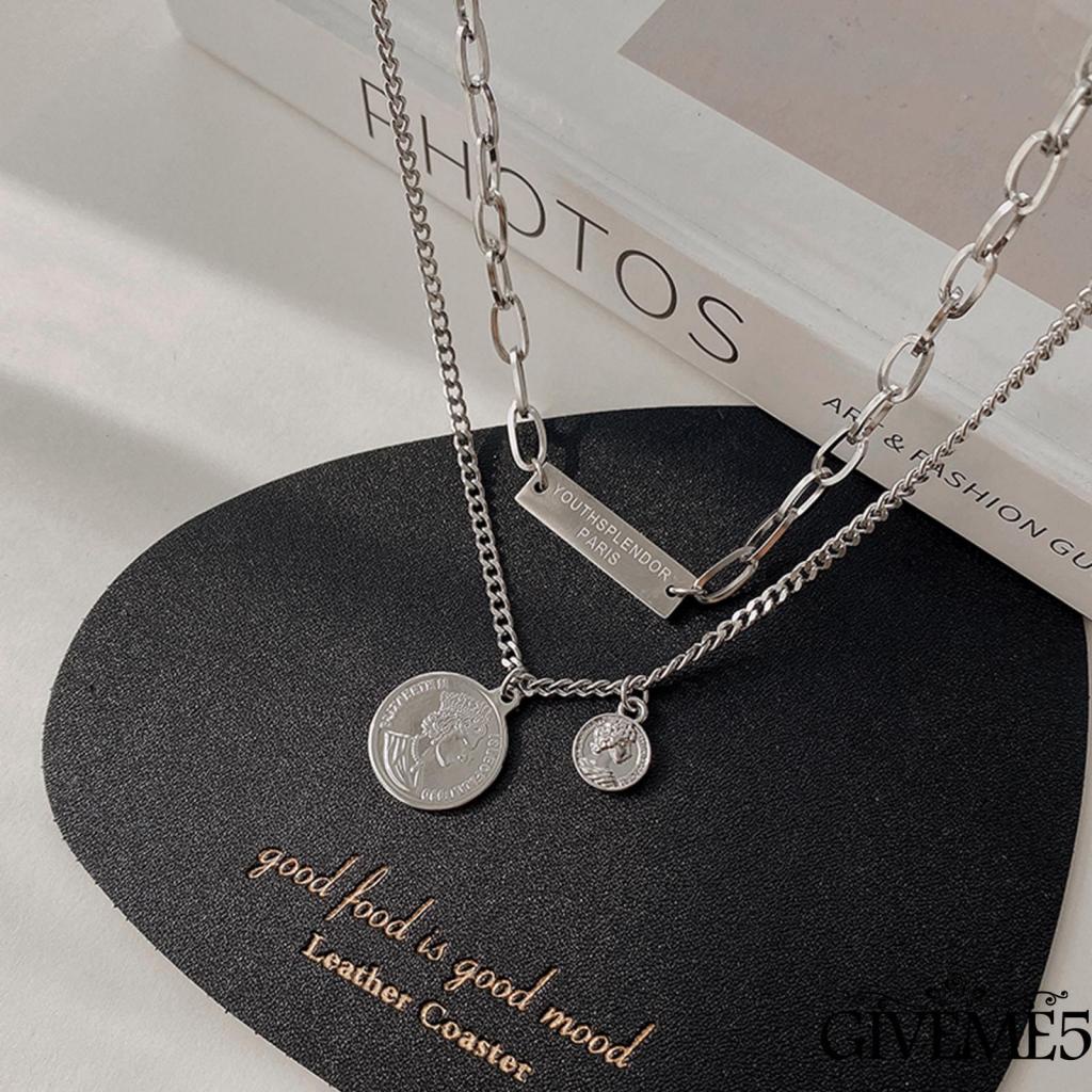 Vòng cổ hai lớp bằng kim loại mặt hình tượng thời trang cho nam nữ
