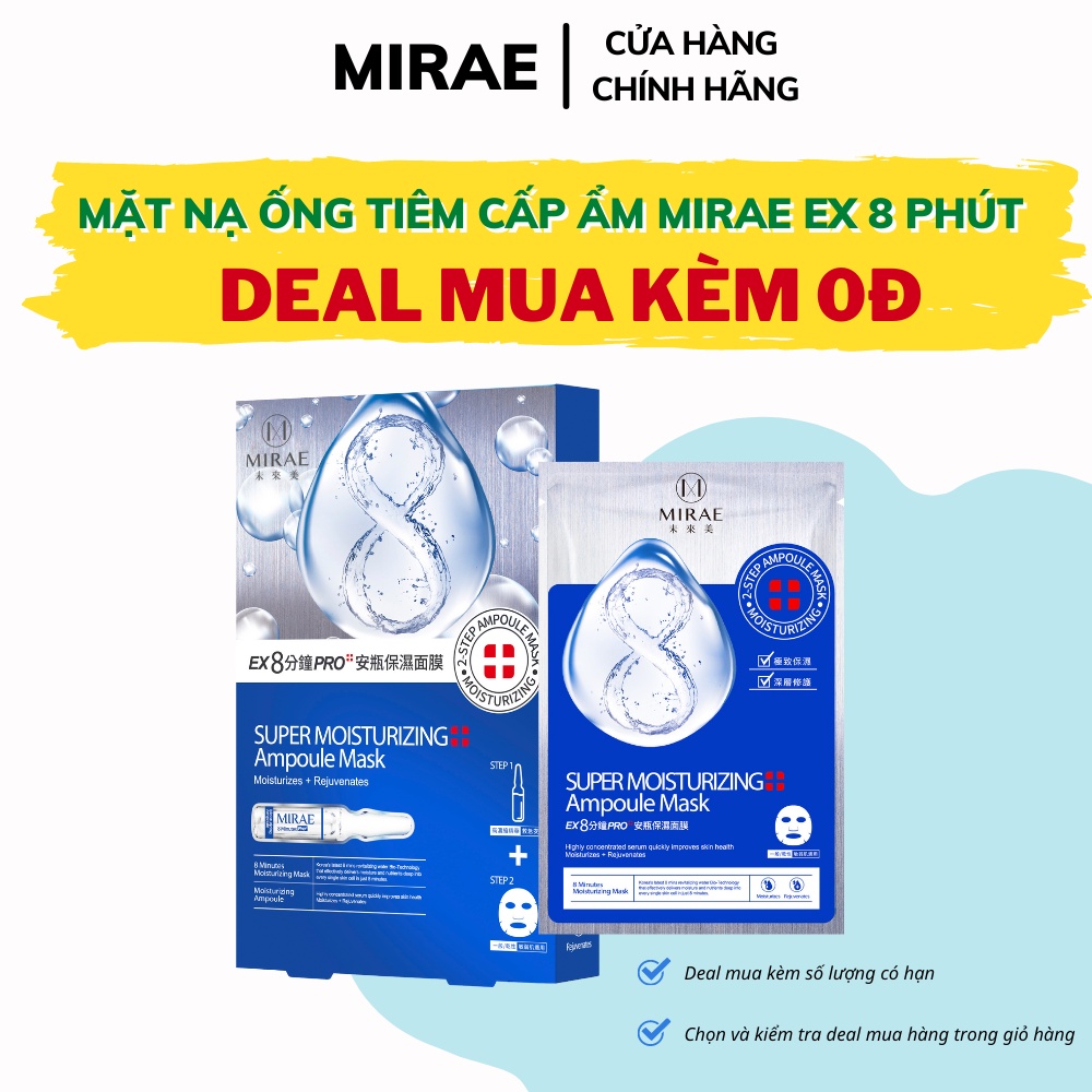 Mặt nạ ống tiêm cấp ẩm MIRAE cải thiện da khô giúp da căng mịn sáng bóng 1.5ml/ống, 20ml / miếng