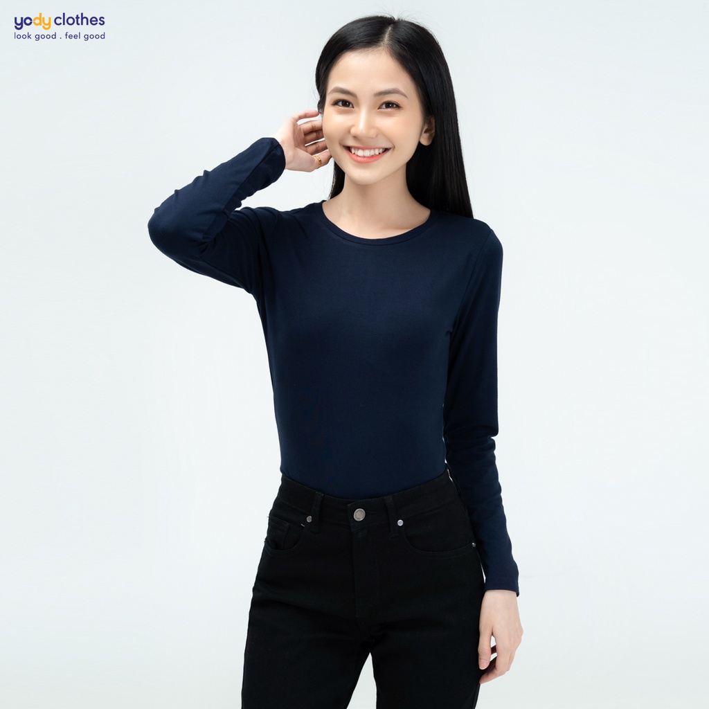 Áo giữ nhiệt nữ YODY cổ tròn trẻ trung, mềm mại thấm hút tốt ATN4578 | BigBuy360 - bigbuy360.vn