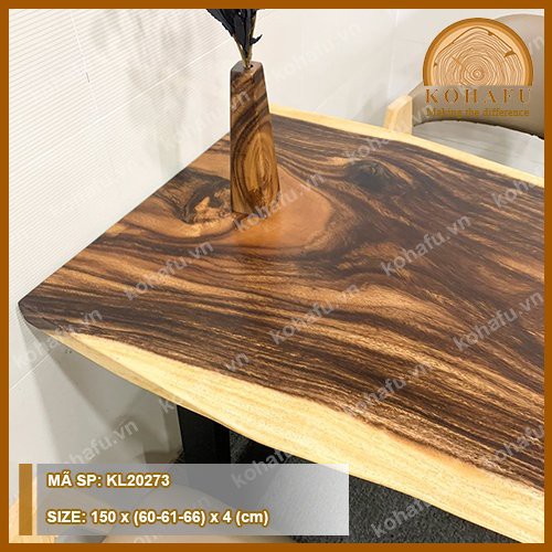 [HÀNG SALE] Mặt bàn gỗ me tây và chân sắt hôp dùng làm bàn ăn gia đình gỗ me - KL20273 | BigBuy360 - bigbuy360.vn