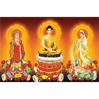 Tranh đính đá toàn bộ-bức tam thế phật cực đẹp