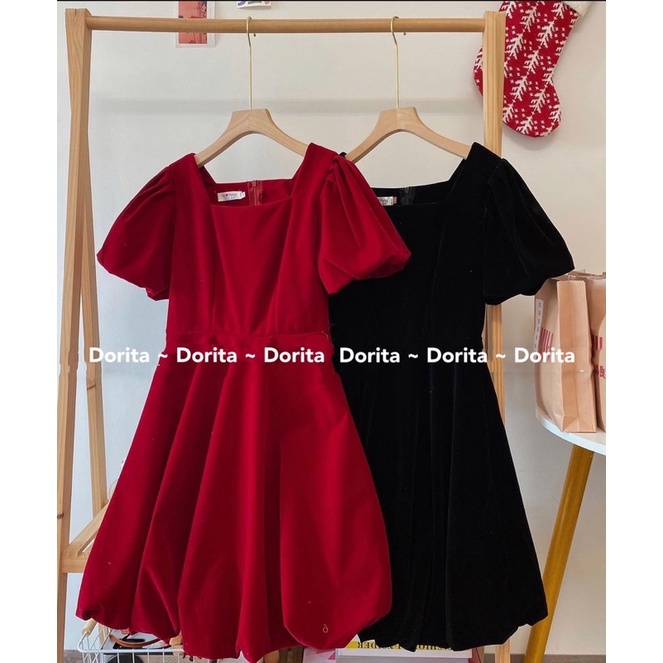 Váy Nhung xoè tay bồng Noel, Đầm Nhung công chúa - Dorita Boutique | BigBuy360 - bigbuy360.vn