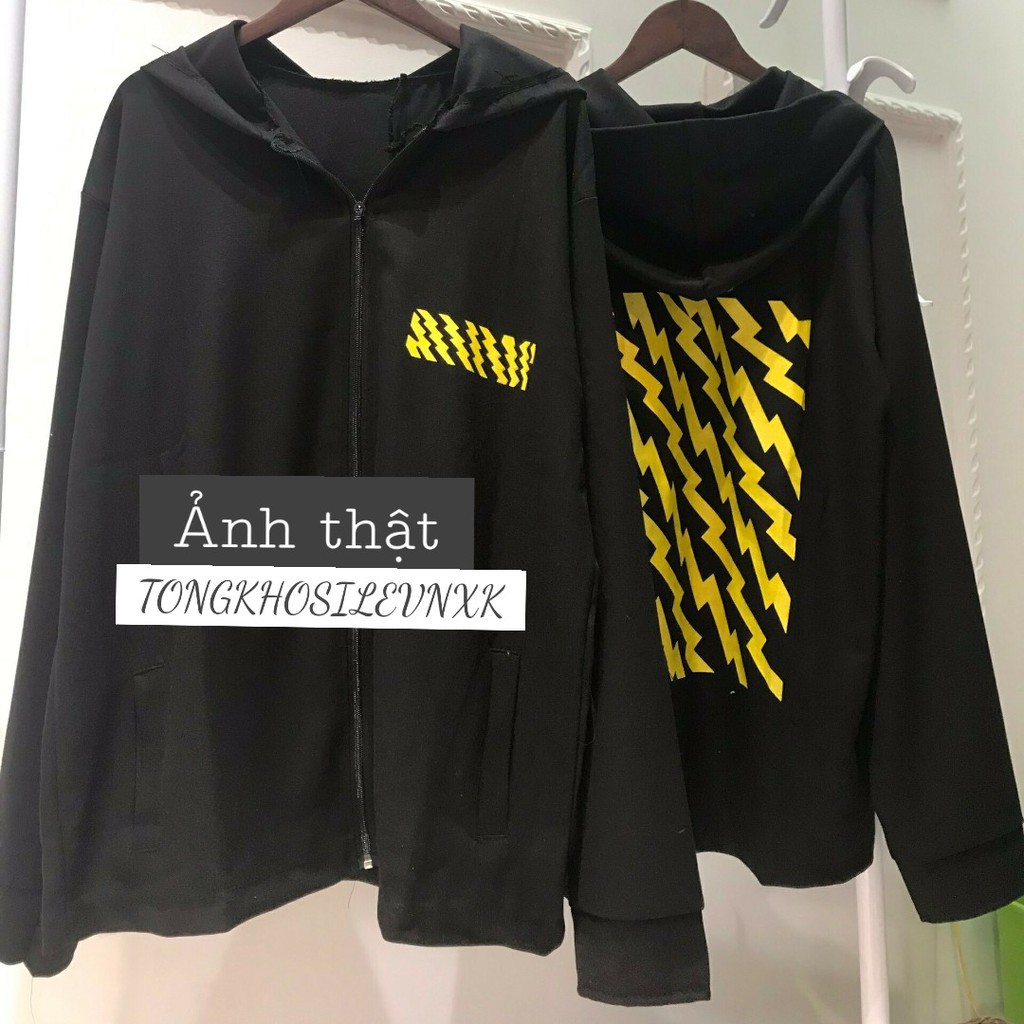 (Lẻ=sỉ) ÁO KHOÁC GIÓ DÙ SẤM SÉT ZIG ZAG UNISEX - ÁO KHOÁC KAKI IN VÀNG HOT - Hàng sẵn tại shop