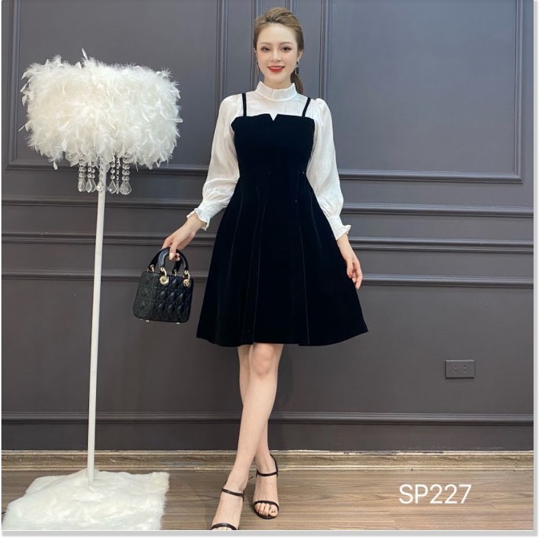 Đầm Nữ Xòe Phối tay Bồng Dự Tiệc Sang Chảnh