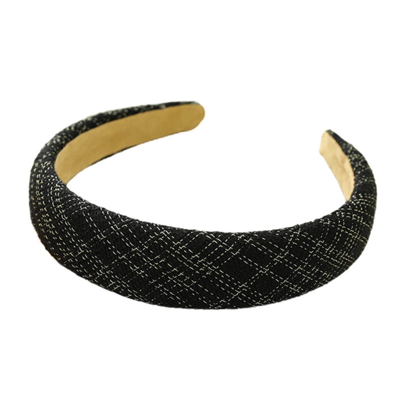 Băng Đô Vải Tweed Dệt Kim Bản Rộng Họa Tiết Kẻ Sọc Cổ Điển Thanh Lịch Cho Nữ