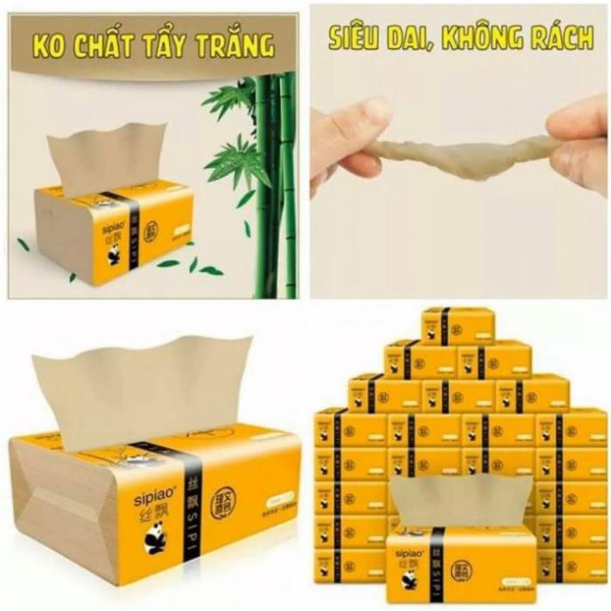 Giấy Ăn Gấu Trúc Sipao, Khăn Giấy Tre YCOOL, Túi 300 Tờ