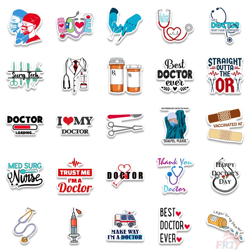 Bộ 50 Cái ❉ Miếng Dán Trang Trí Hình Bác Sĩ Ever Series 01 ❉ Sticker Dán Tường Chống Thấm Nước Thời Trang