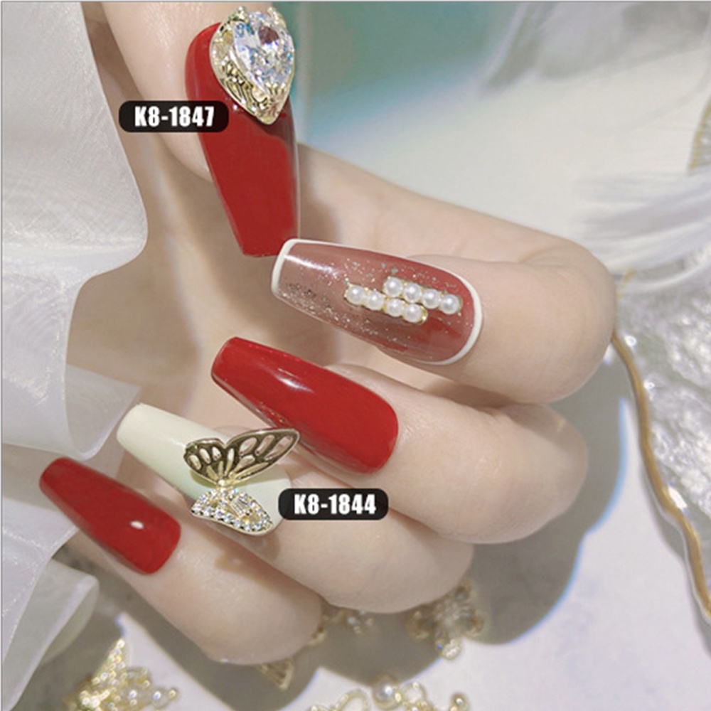 Phụ Kiện Trang Trí Móng Tay Nghệ Thuật Đính Đá Zircon / Ngọc Trai / Kim Loại Hình Ngôi Sao 3D Sang Trọng Diy