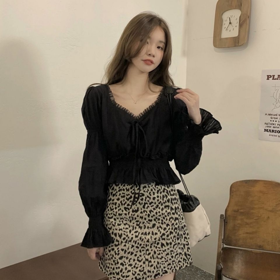 Áo Sơ Mi chiffon Xếp Ly Phối Ren Ngọt Ngào Thời Trang Hàn Quốc