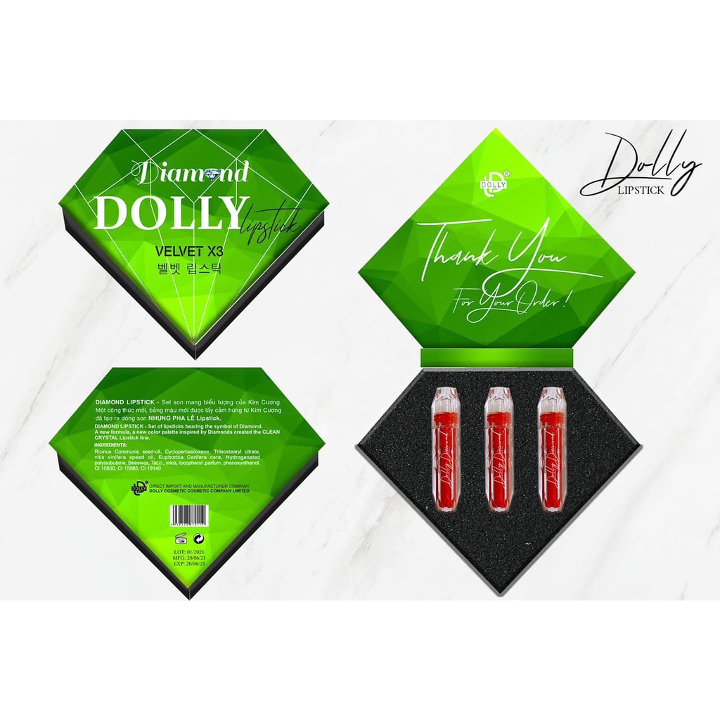 Son dolly diamond D35 - ĐỎ ĐÀO, son kem lì không trôi giá rẻ tặng 1 dưỡng môi khi mua 3 cây