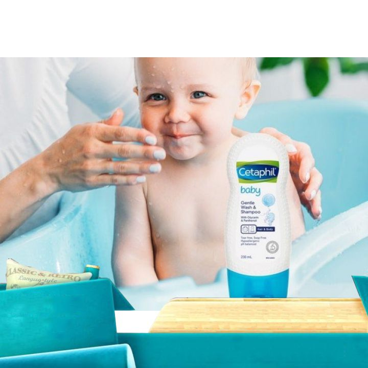 Sữa Tắm Gội Cetaphil Baby Gentle Wash & Shampoo 230ml☑️(𝗖𝗵𝗶́𝗻𝗵 𝗵𝗮̃𝗻𝗴) duy trì độ ẩm, cân bằng độ pH, an toàn cho da bé