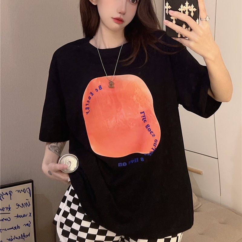 SUXI Áo Thun T-shirt Tay Ngắn Cổ Tròn In Hình Đơn Giản Thời Trang Mùa Hè Dành Cho Nữ