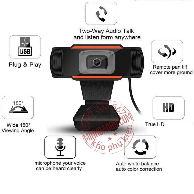 Webcam Máy Tính Laptop Học Online, Livestream Có Mic Full HD PC Gaming 720P High Solution | BigBuy360 - bigbuy360.vn