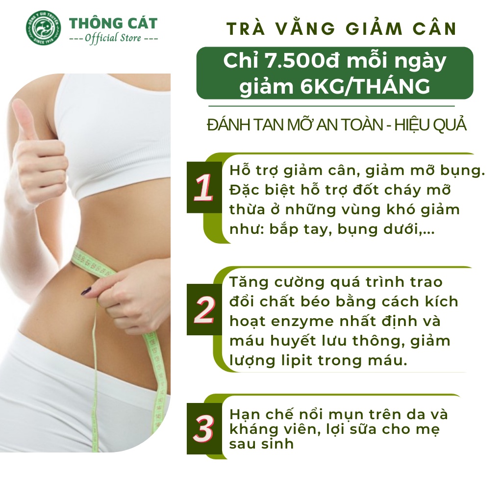 Trà túi lọc giảm cân nhanh cấp tốc, tan mỡ bụng, giảm mỡ đùi, lợi sữa - Trà Vằng lá sen thảo mộc Thông Cát HCM